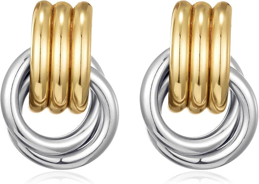 14K Gold Plated Knot Earrings for Women Gold Silver Earrings Heart Link Drop Dangle Earring Chunky Golden Knotted Statement Jewelry