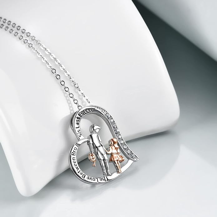 AOBOCO Gifts for Sister 2 3 Sisters Necklace for Women Sterling Silver Sister Crystal Pendant Jewelry Birthday Christmas Gifts for Friend Female Friendship Lasts Forever