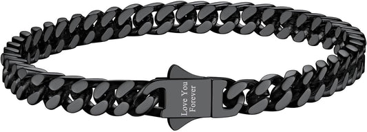 Richsteel 5/7/9/12mm Wide Miami Cuban Link Chain Bracelet for Men Women,Stainless Steel/Gold/Black Plated,7.4/8.2/9 Inch Length,Hip Hop Urban Street-wear Jewelry(Gift Wrapped)