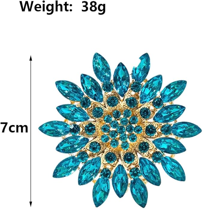 Rhinestone Large Flower Brooches Pins for Women Fashion Sparkly Crystal Sunflower Statement Brooch Unique Wedding Party Suit Dress Jewelry Accessories