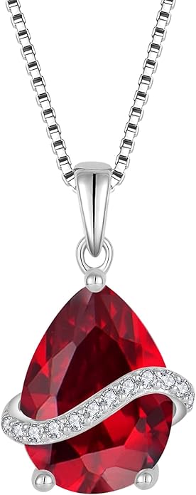 Teardrop Necklace for Women 925 Sterling Silver Birthstone Necklace Pendant Jewelry Gifts for Her