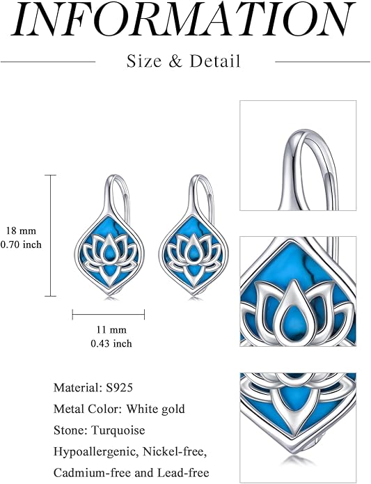 WINNICACA Leverback Earrings for Wonen 925 Sterling Silver Tree of Life Earrings Dangle Drop Turquoise Moonstone Moss Agate Heart Jewelry Gifts for Women Anniversary Birthday Christmas