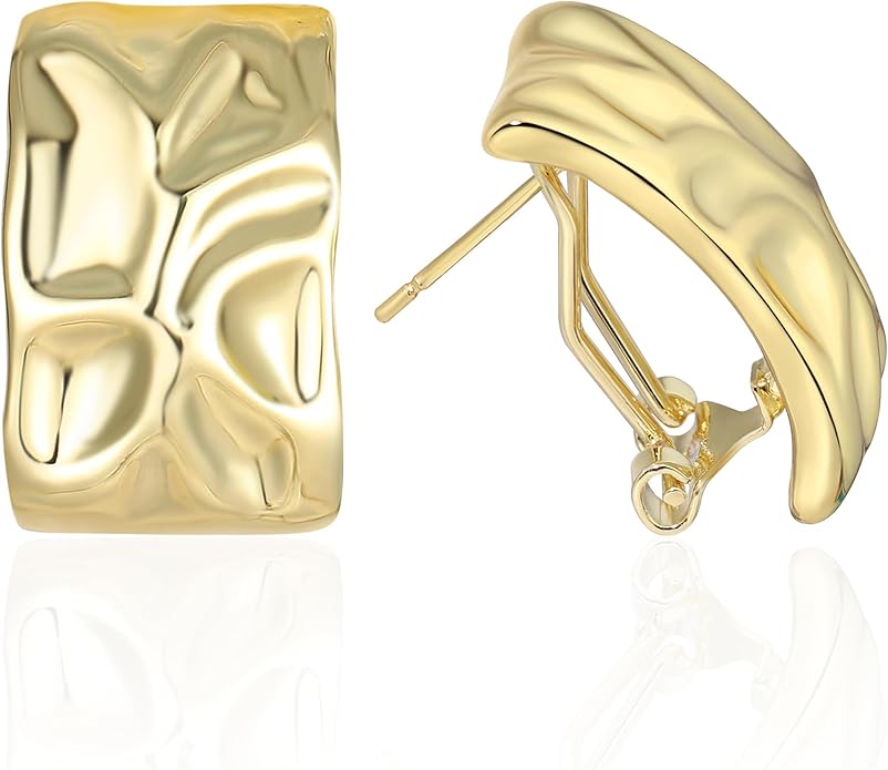 Two Tone Huggie Hoop Earrings Cross Over Design Twisted Rope Silver Gold Statement Wide Band Clip On Hoops for Women Fashion Jewelry Gift