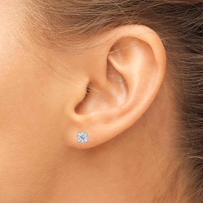 1/5 to 2 Carat TW Natural Real Diamond Solitaire Studs Earrings Available in 14K White and Yellow Gold with Secure Screw Back for Women and Men (Color J-K, Clarity I1-I2)