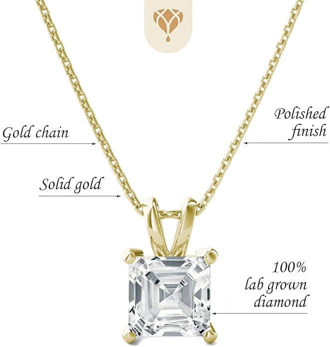 The Diamond Deal 1/4 Carat - 5 Carat | IGI Certified Lab Grown Diamond Pendant Necklace For Women | 14K White, Yellow Or Rose Gold | Lab Created Solitaire Lab-Grown Diamond Pendant Necklace