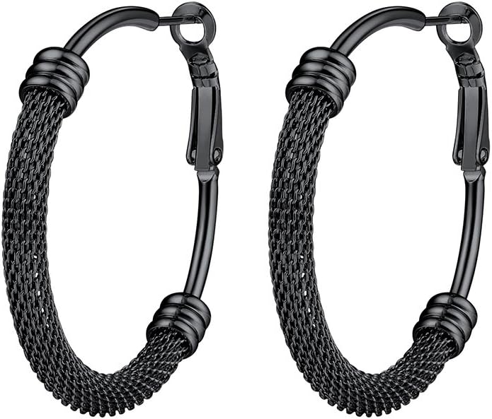 PROSTEEL 30/40/60/80/100mm Chunky Hoop Earrings For Women Gold Plated/Black Stainless Steel Hoops Earrings Statement Jewelry