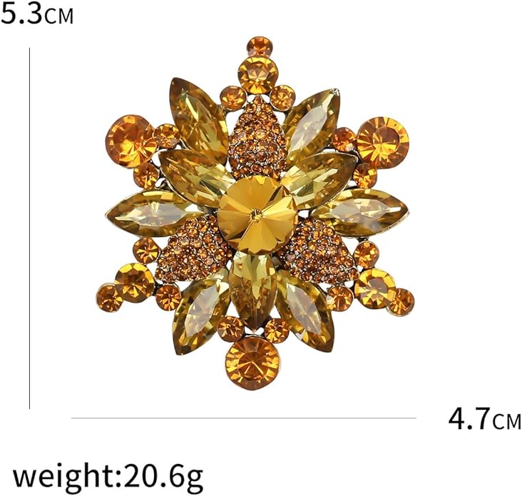 Vintage Crystal Rhinestone Flower Brooch Pin Premium Rhinestone Large Blossom Brooch Collar Pin Bridal Wedding Dress Jewelry Accessories for Women
