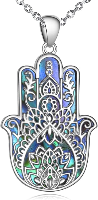 VONALA Silver Evil Eye Necklace for Women Hamsa Fatima Necklace Hamsa Hand Jewelry Gifts for Men