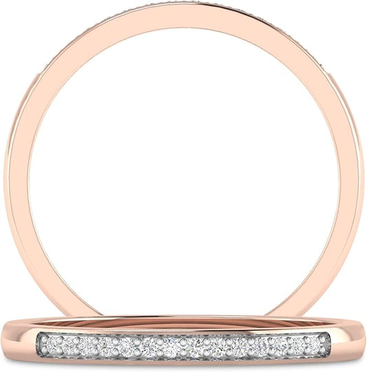Inspereza 1/10 Carat 10kt Gold Round Diamond Petite Wedding Anniversary Stackable Band. (H-I Color, I2-I3 Clarity)