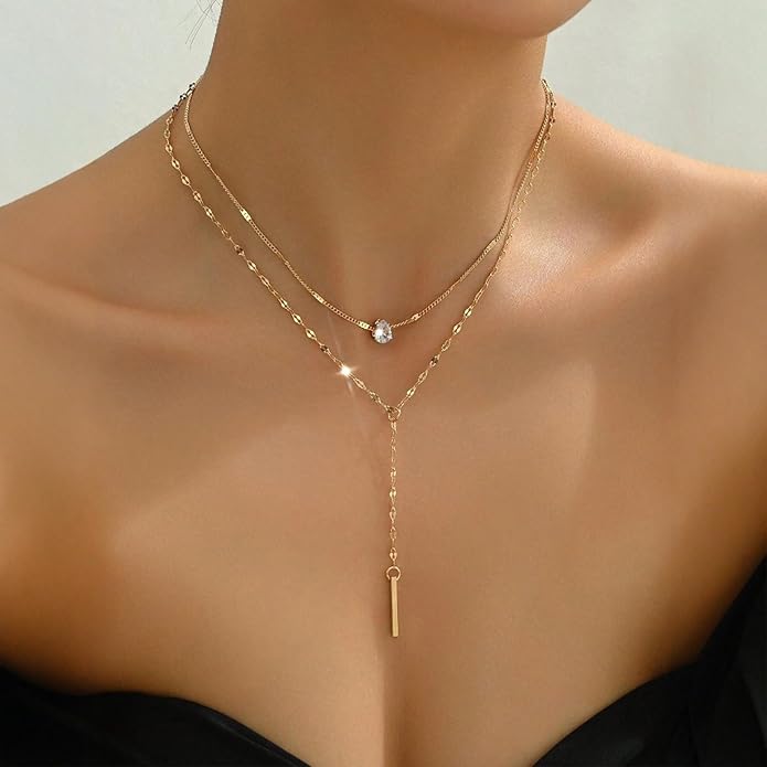 Otxas Lariat Necklace for Women Long Y Shaped Necklaces for Women Drop Necklace Y Shaped Jewelry
