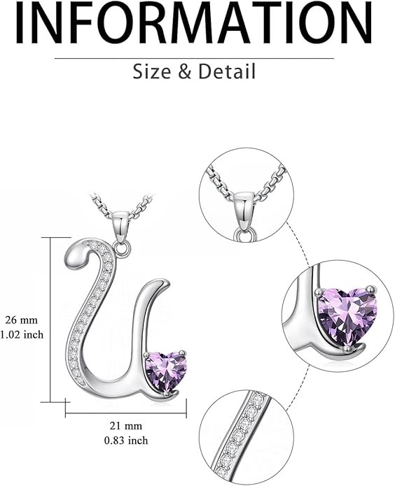 Christmas Gifts for Women Alphabet A to Z Initial Birthstone Pendant Necklaces for Women - 18k White Gold Plated Personalized Name Jewelry Valentine Mothers Day Birthday Gifts for Women Her Girlfriend