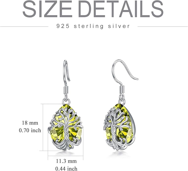 TOUPOP Tree of Life Earrings 925 Sterling Silver Family Tree Dangle Drop Earrings Crystal Jewelry Birthday Christmas Gifts for Women Her