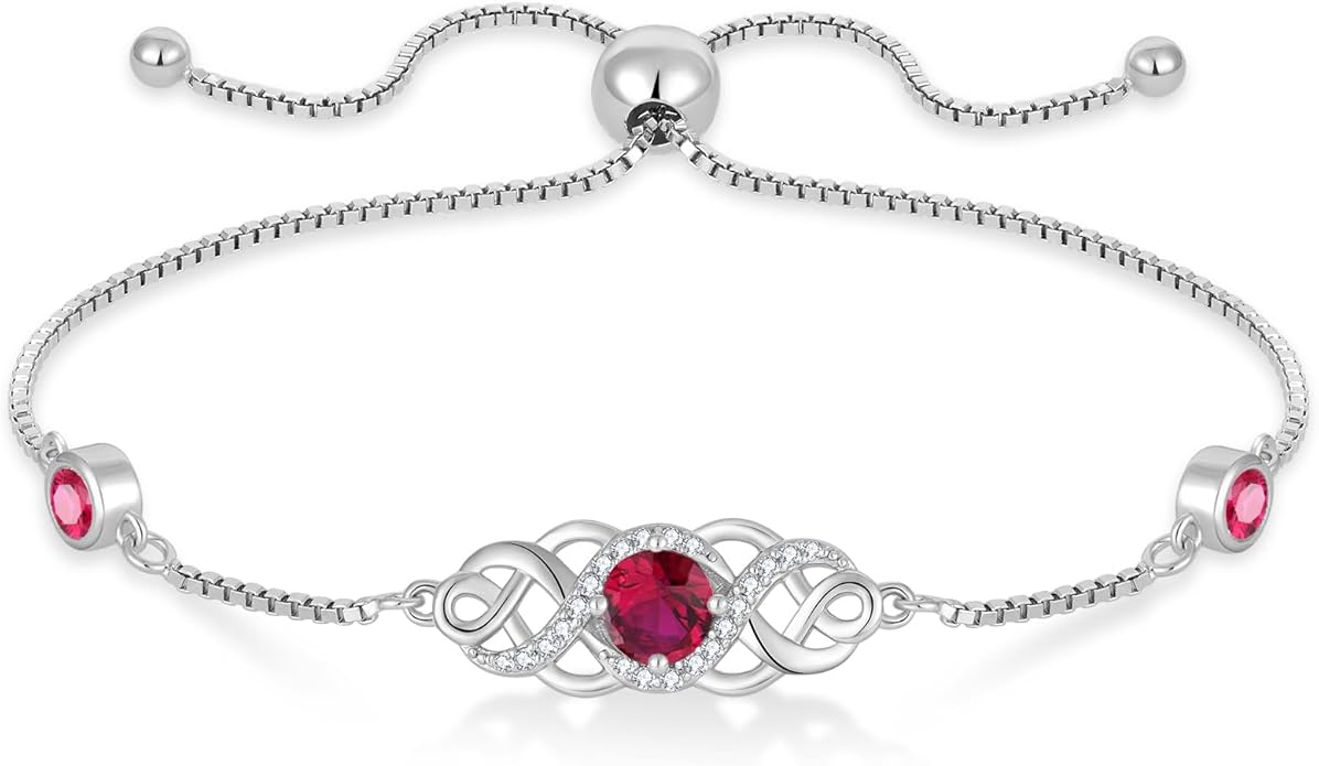 Infinity Celtic Knot Bracelet 925 Sterling Silver Birthstone Bracelet Irish Jewelry for Women