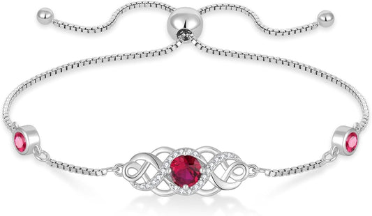 Infinity Celtic Knot Bracelet 925 Sterling Silver Birthstone Bracelet Irish Jewelry for Women