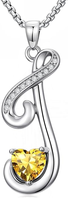 Christmas Gifts for Women Alphabet A to Z Initial Birthstone Pendant Necklaces for Women - 18k White Gold Plated Personalized Name Jewelry Valentine Mothers Day Birthday Gifts for Women Her Girlfriend