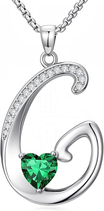 Christmas Gifts for Women Alphabet A to Z Initial Birthstone Pendant Necklaces for Women - 18k White Gold Plated Personalized Name Jewelry Valentine Mothers Day Birthday Gifts for Women Her Girlfriend