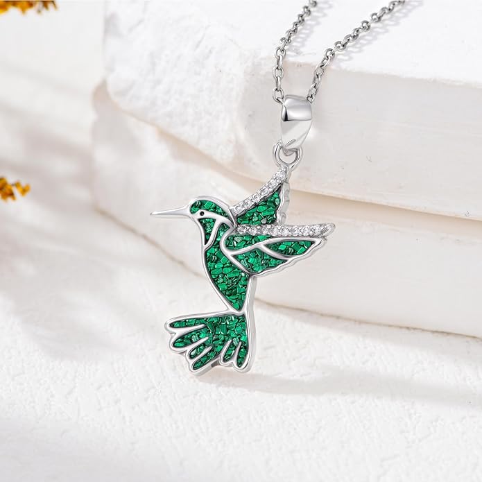 Dove/Hummingbird/Red Cardinal Necklace 925 Sterling Silver Turquoise/Opal/MoonStone/Malachite Bird Necklace Dove Pendant Jewelry for Women Men