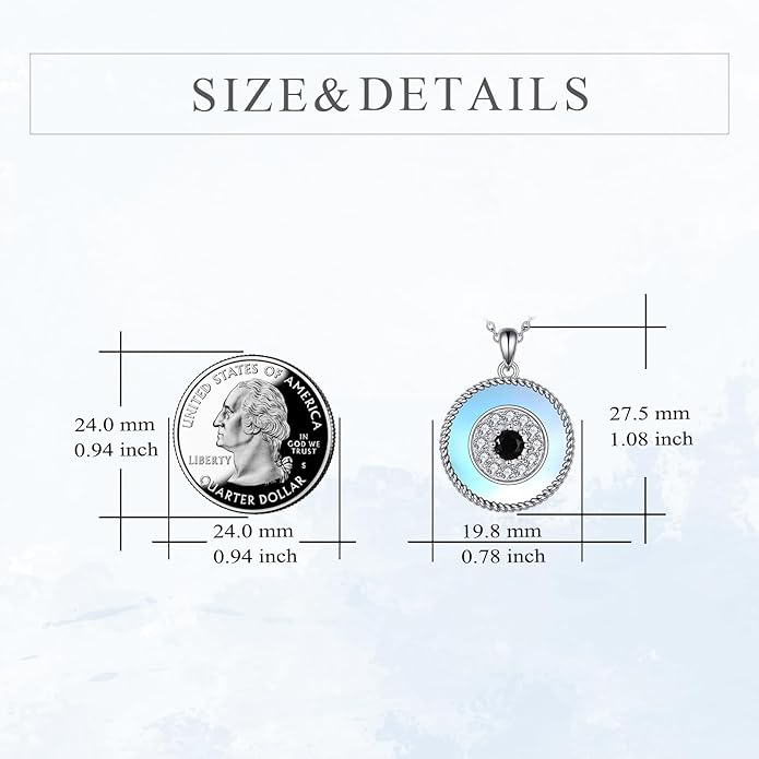 YFN Evil Eye Pendant Necklace for Women 925 Sterling Silver Greek Protection Jewelry with Blue Sapphire and Black Cz Amulet Gift