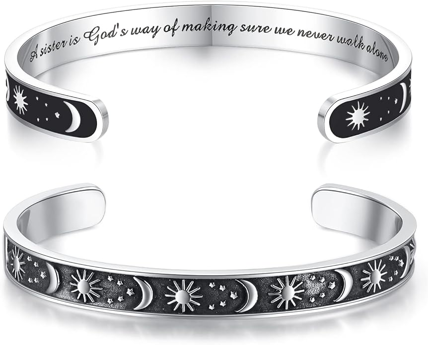TONY & SANDY Inspirational Bracelets for Women Teen Girls Personalized Gifts for Daughter Granddaughter Mom Sister Friends Stainless Steel Engraved Cuff Birthday Easter Christmas