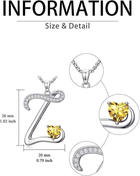 Christmas Gifts for Women Alphabet A to Z Initial Birthstone Pendant Necklaces for Women - 18k White Gold Plated Personalized Name Jewelry Valentine Mothers Day Birthday Gifts for Women Her Girlfriend