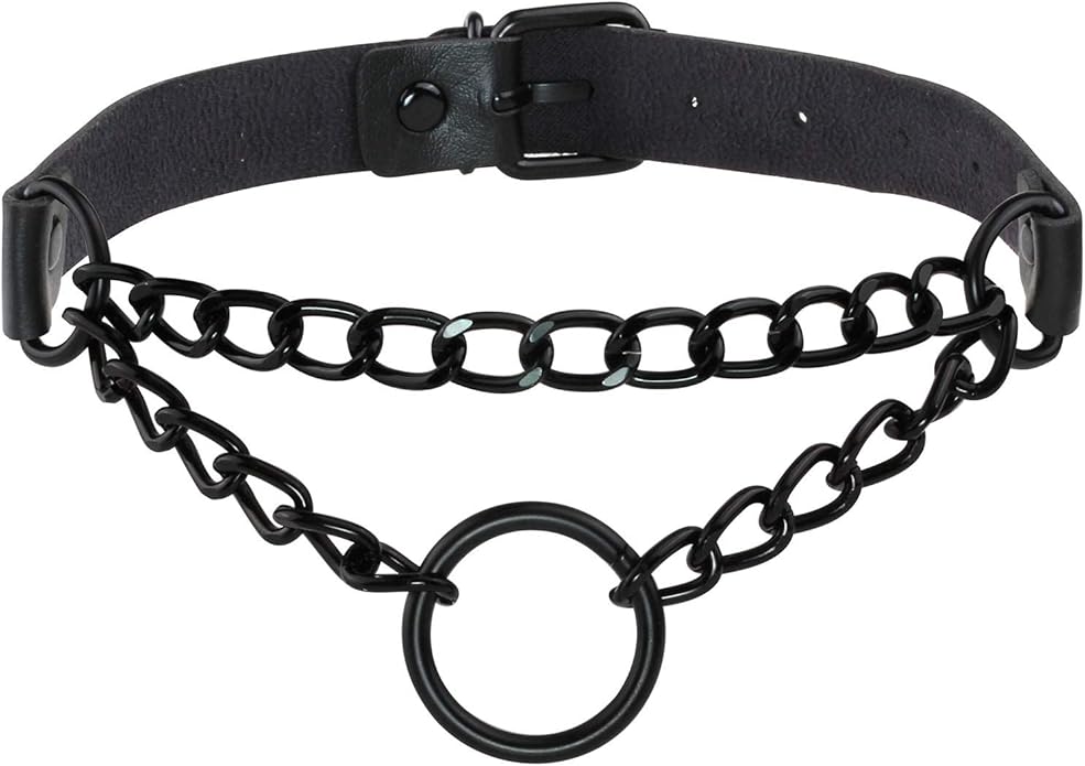 MILAKOO PU Leather Punk Choker Necklaces Circle/Heart Charm Adjustable Collar Necklace for Women