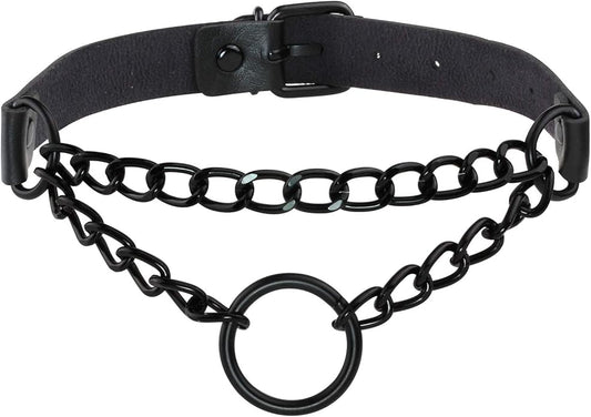 MILAKOO PU Leather Punk Choker Necklaces Circle/Heart Charm Adjustable Collar Necklace for Women