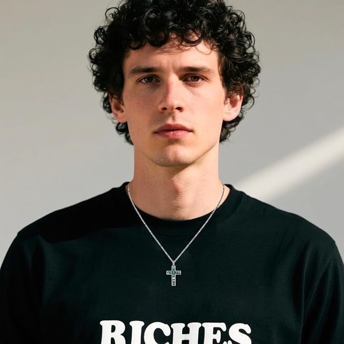 Cross Necklace for Men 925 Sterling Silver Celtic Cross Pendant Christian Jewelry Religious Christmas Gifts for Women