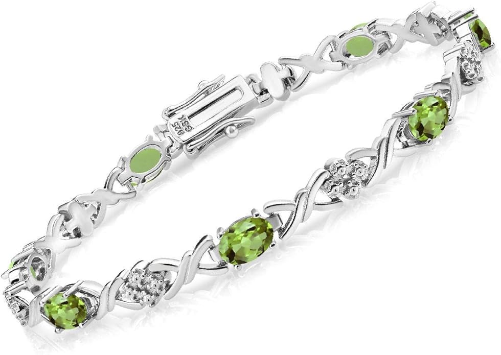 Gem Stone King 2-4 Cttw Infinity Link Gemstone Birthstone Tennis Bracelet for Women | 925 Sterling Silver | Oval 6X4MM | 7 Inch with Secure Clasp | Fine Jewelry for Her Mom Wife Anniversary