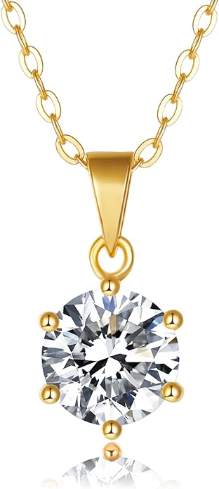IMOLOVE Moissanite Solitaire Pendant Necklaces for Women Sterling Silver with 18K White Gold Plated 1-3 Carat D Color VVS1 Clarity Mossanite Jewelry for Women