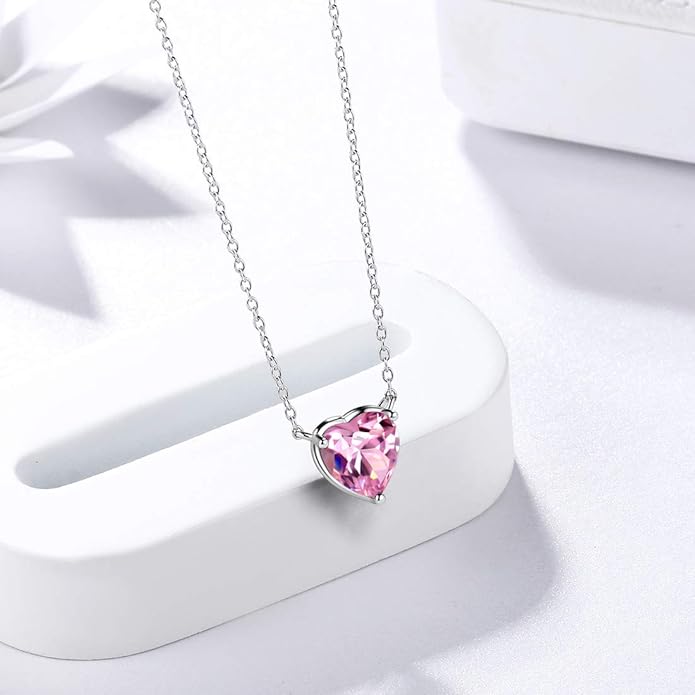 Aurora Tears 925 Sterling Silver 12 Birthstone Hearts Jewelry Women Crystal Wedding/Engagement/Bridal Heart Necklace/Earring/Ring/Bracelet Sets Jewellery
