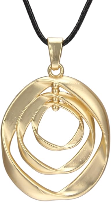 Long Boho Necklaces for Women Vintage Leather Wooden Pendant Y Choker Ethnic Style Gold Circle Hippie Sweater Necklace