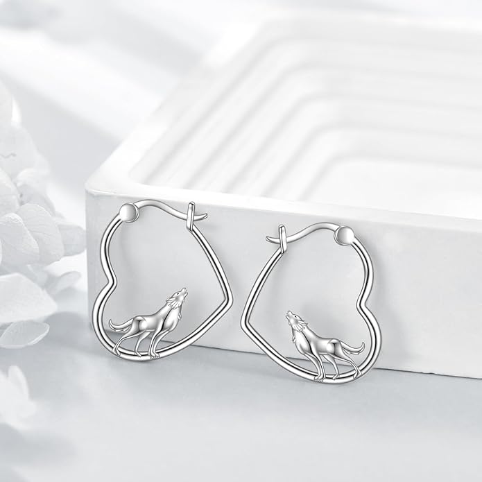 YFN Animal Earrings Sterling Silver Animal Heart Hoop Dangle Earrings Cute Jewelry Gifts for Women
