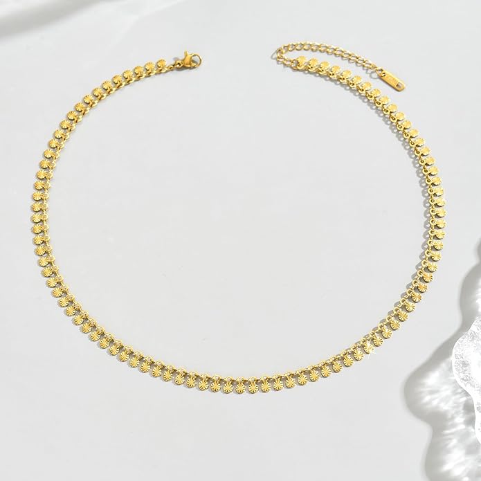 Gold Chain Necklace for Women 18K Gold Plated Stainless Steel Necklace Dainty Star Cross Heart Choker Chains Simple Delicate Minimalist Trendy Jewelry