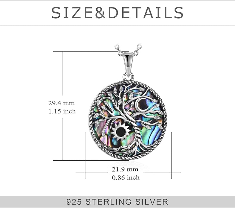 TIGER RIDER Tree of Life Necklace Sterling Silver Family Tree Pendant Jewelry for Mother Grandmother