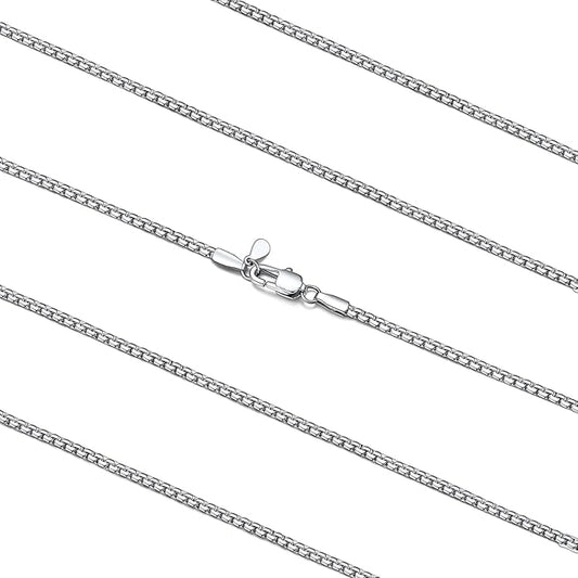 FaithHeart Mens Black/Silver/Gold Stainless Steel Flat Box Link Chain Necklace, Stylish 2/4/6/8mm Width Box Chains Necklaces for Men Non Tarnish Hip Hop Chain Jewelry Gifts,14"-30" Length