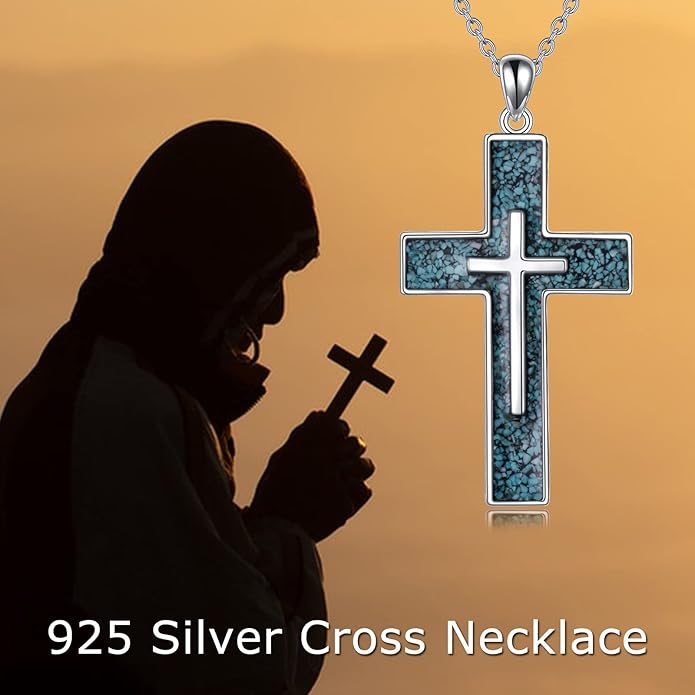 YFN Cross Necklace Sterling Silver Religious Cross Pendant Jewelry Christian Gifts for Women Men
