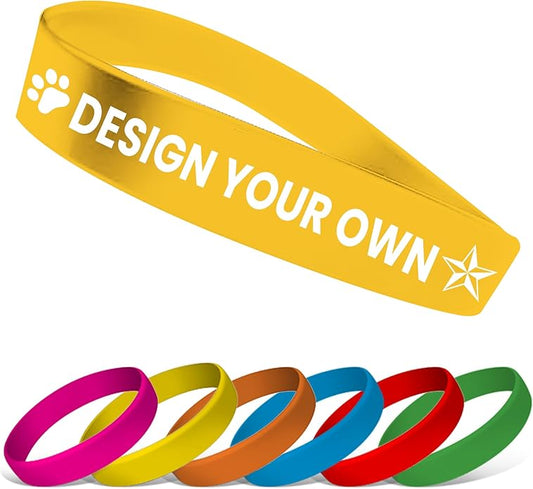 USMG Custom One Color Print Rubber Bracelets Silicone Wristbands - Add a Message - Personalized for Motivation, Events, Support, Fundraisers