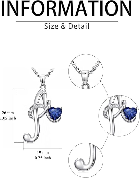 Christmas Gifts for Women Alphabet A to Z Initial Birthstone Pendant Necklaces for Women - 18k White Gold Plated Personalized Name Jewelry Valentine Mothers Day Birthday Gifts for Women Her Girlfriend