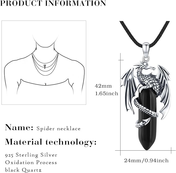REDSUN 925 Sterling Silver Dragon Pendant Necklace Viking Dragon with Obsidian/Opal Protection Jewelry Gifts for Men Women Her Him Birthday Valentines Day Gifts