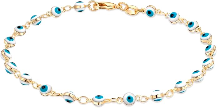 Barzel 18k Gold Plated Evil Eye Anklet Bracelet - Made In Brazil