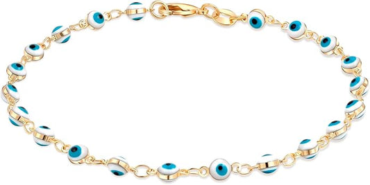 Barzel 18k Gold Plated Evil Eye Anklet Bracelet - Made In Brazil