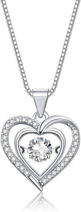 Heart Pendant Necklaces for Women 14K Rose Gold Plated with Birthstone Zirconia,Christmas Birthday Anniversary Jewelry Gift for Women Wife Her 18+2 inch