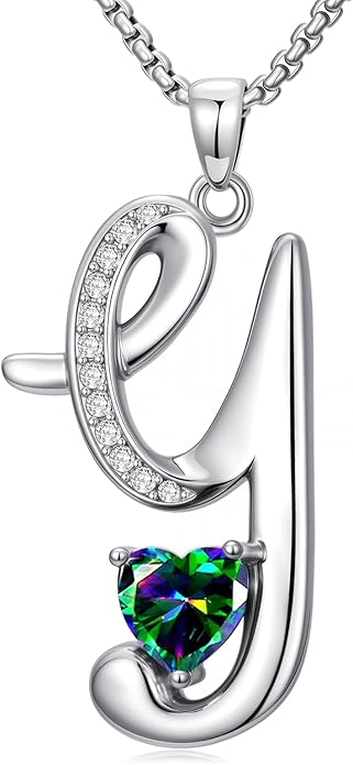 Christmas Gifts for Women Alphabet A to Z Initial Birthstone Pendant Necklaces for Women - 18k White Gold Plated Personalized Name Jewelry Valentine Mothers Day Birthday Gifts for Women Her Girlfriend