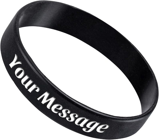 50Pcs Custom Silicone Wristbands Personalized Debossed Rubber Bracelets for Motivation, Party favors, Events, Birthdays, Awareness