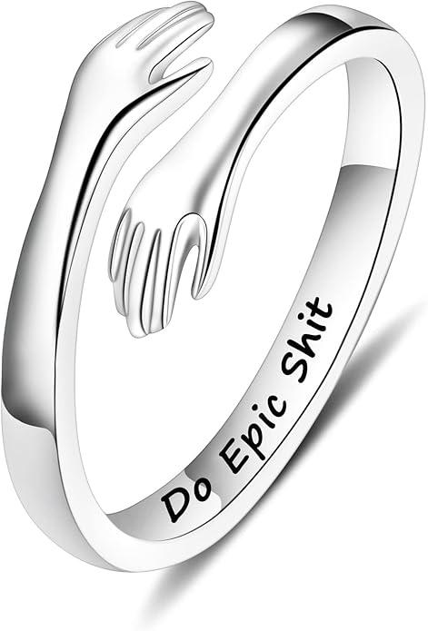 Yesteel Valentines Gifts for Kids Teen Girls - S925 Sterling Silver Hug Ring for Teen Girls Women, Adjustable Ring Jewelry Mothers Day Birthday Gifts for Daughters Mom Sister Wife Friends Grandma
