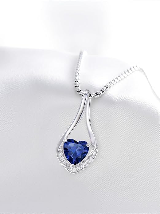 Birthstone Necklaces for Women,18k Yellow/White Gold Plated Forever Love Heart Infinity Pendant Necklace Anniversary Jewelry Christmas Birthday Gifts for Women Her Wife Girlfriend