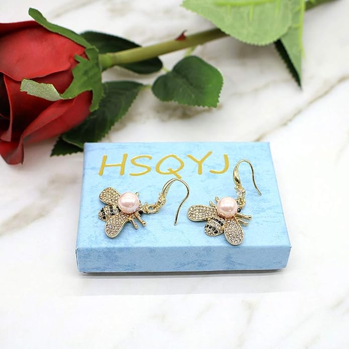 Honey Bee Brooches Crystal Insect Themed Bee Brooch Animal Fashion Shell Pearl Brooch Pin Gold Tone