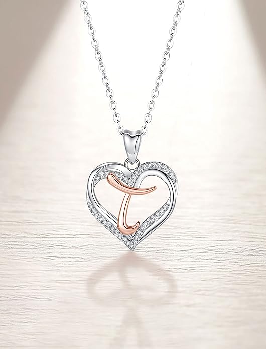INFUSEU Unique Initial Necklaces for Women Girls Small Heart Letter Jewelry, Meaningful Personalized Gifts