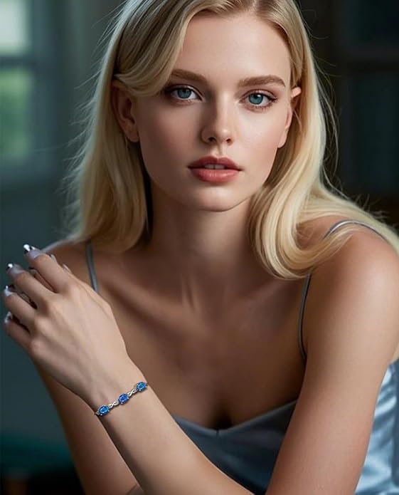 Italian Sterling Silver Women's Tennis Bracelets | Ladies' Sterling Silver Rope Adjustable Bracelet with Crystals | Gift for She