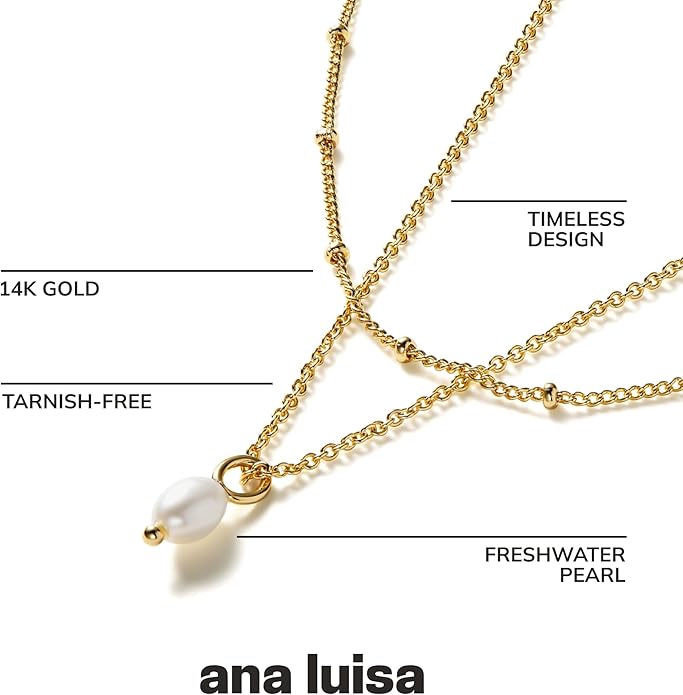 Ana Luisa Layered Necklaces for Women - Chic 14K Gold Plated Chains with Two Separate Necklaces for a Layered Look - Trendy Charm Necklace - Hypoallergenic & Tarnish-Free, Dainty Gold Chain Necklace